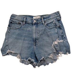 Abercrombie High Rise Distressed Jean Shorts
